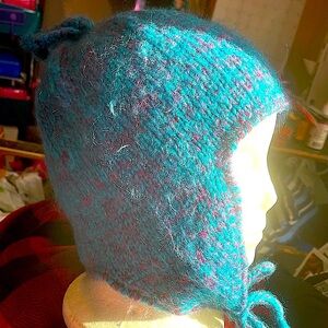 Wool hat tribal hand knit Amano Unisex vtg oriental NWOT RARE earflaps adjusts